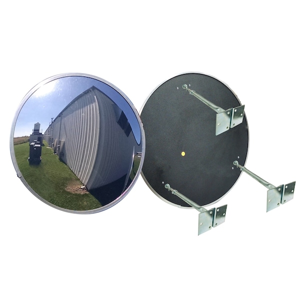 Se-Kure 48 in. Outdoor Convex Mirror, 3 T-Brackets - TCVO-48T-PB