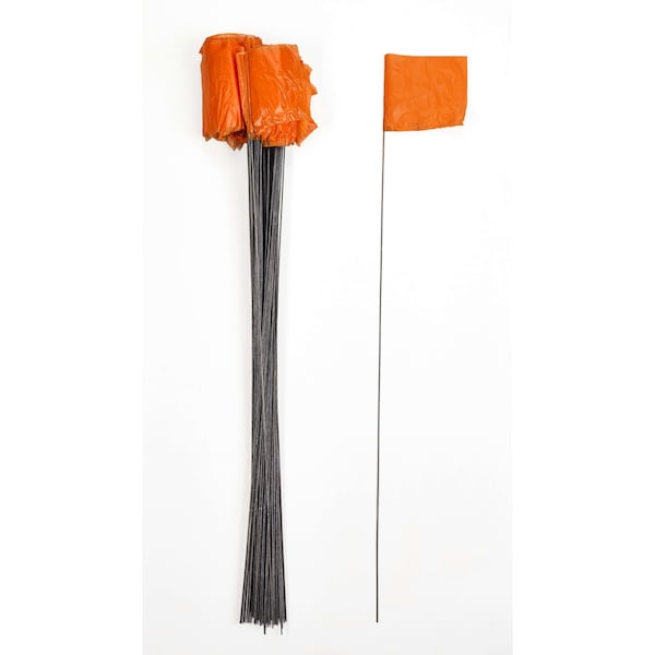 Mutual Industries 4" X 5" X 30" Wire Orange Flags, 1000C - 15901-45-4