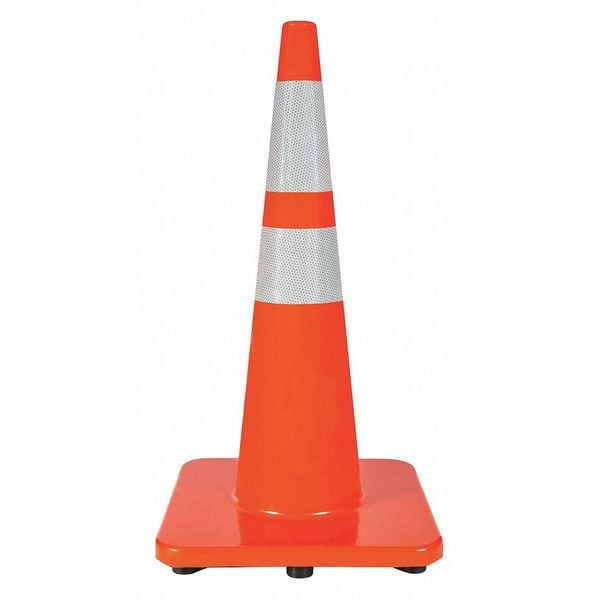 Zoro Select Traffic Cone, PVC, High-Intensity Prismatic, 28 in Height, 10 lb, Orange - 6VKH1