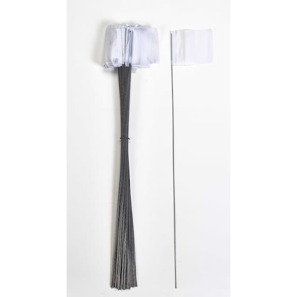 Mutual Industries 2.5X3.5X30" Wire Marking Flags, White, 1000C - 15901-10-30