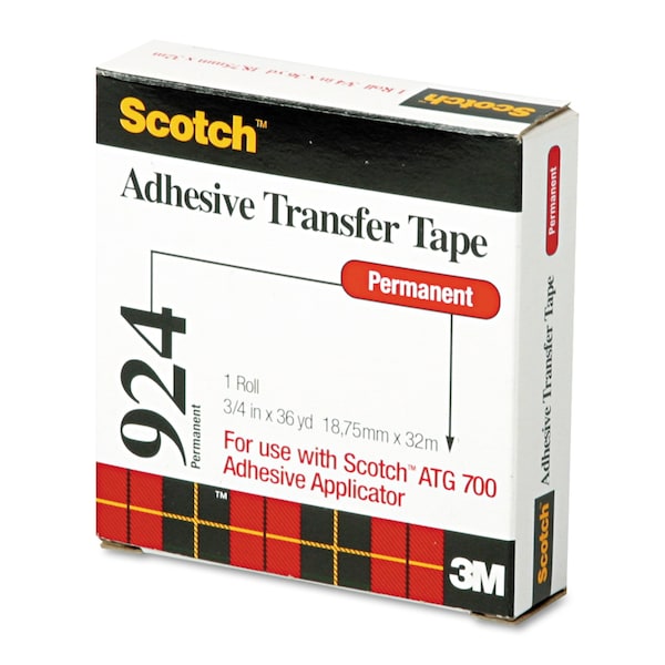 Scotch Adhesive Transfer Tape 924 Clear, 2.0 in x 60 yd 2.0 mil, 24 per case Bulk - 924