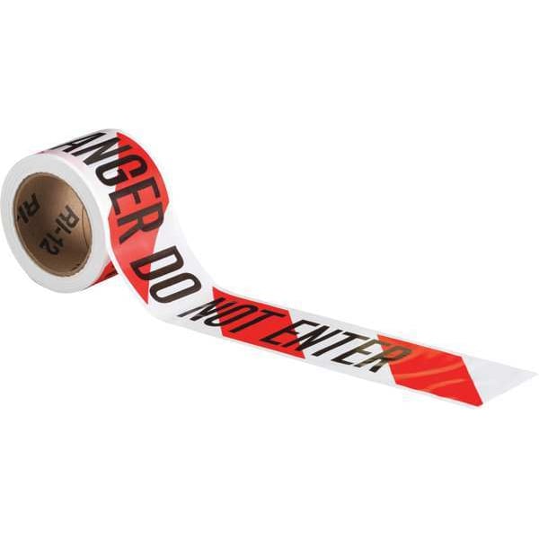Zoro Select Barricade Tape, Danger Do Not Enter, Red, 3 in Wide x 200 ft Length, Polyethylene, 3 mil - 102821