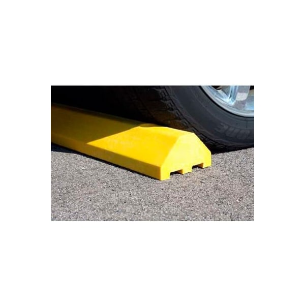Plastics R Unique Yellow Standard Parking Block with Cable Protection & Hardware - 72in Long - 4672PBY