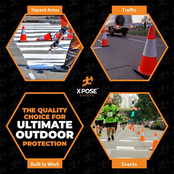 Xpose Safety Traffic Cone, PVC, 18" Height, Orange - OTC18-6-1-X