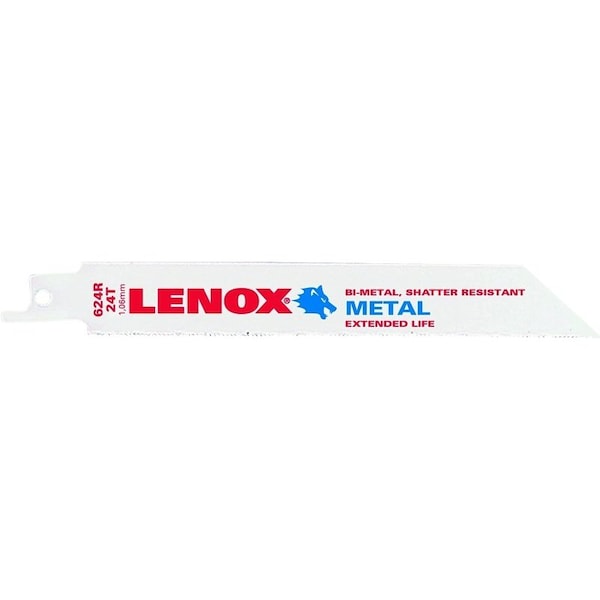 Lenox Reciprocating Saw Blade, 3/4 in W, 6 in L, 24 TPI, Bi-Metal Cutting Edge - 20568624R