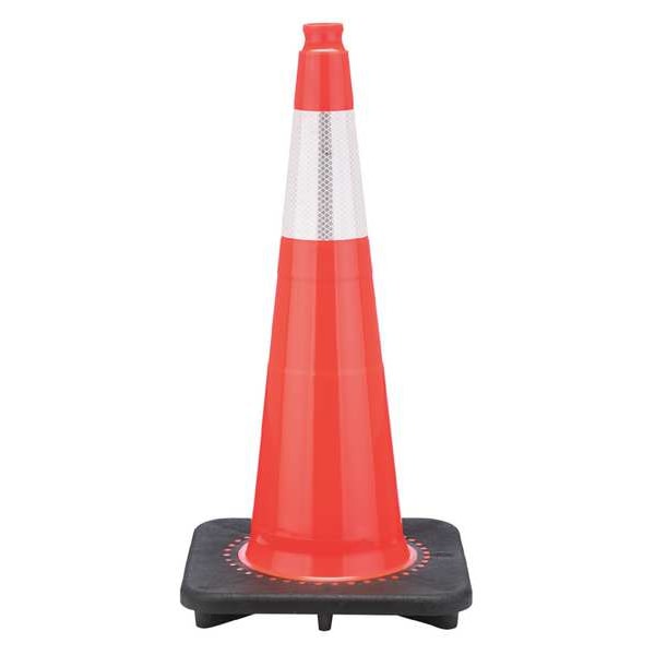 Zoro Select Traffic Cone, PVC, High-Intensity Prismatic, 28 in Height, 7 lb, Orange - RS70032SR3M6