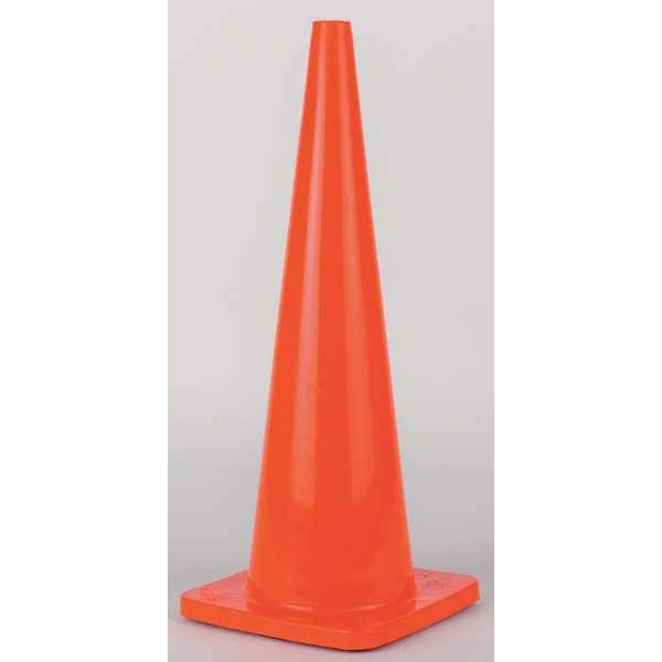 Zoro Select Traffic Cone, PVC, Non-Reflective, 36 in Height, 10 lb, Orange - 6FGZ9
