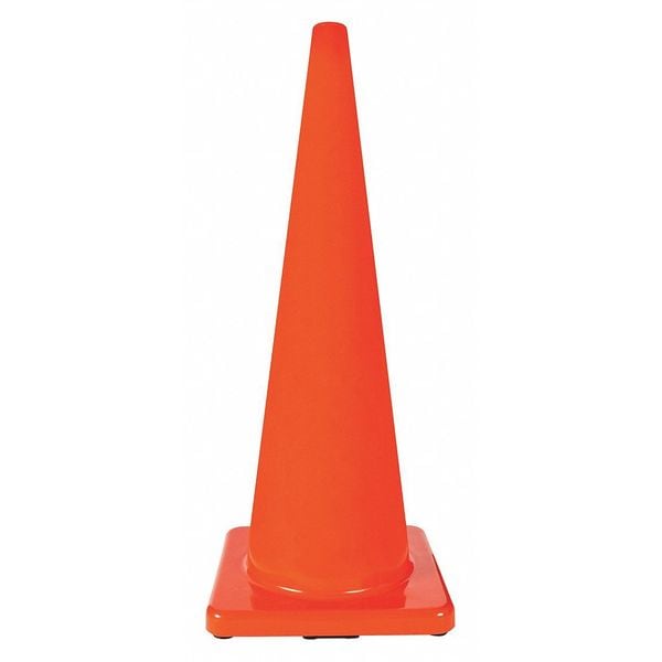 Zoro Select Traffic Cone, PVC, Non-Reflective, 36 in Height, 10 lb, Orange - 6FGZ9