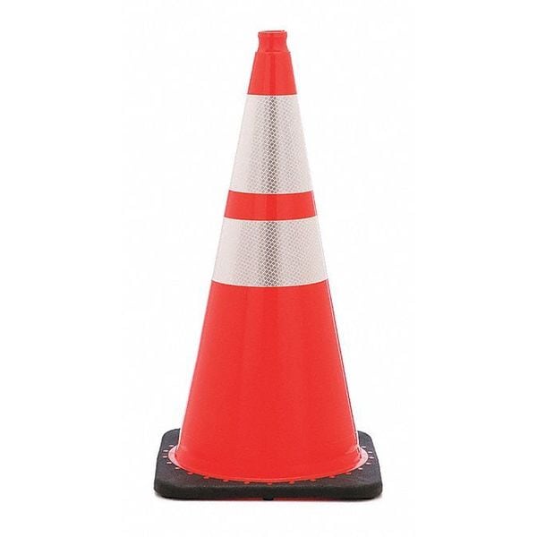 Zoro Select Traffic Cone, PVC, High-Intensity Prismatic, 28 in Height, 5 lb, Orange - RS70025C3M64