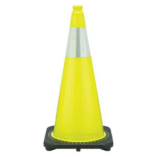 Zoro Select Traffic Cone, PVC, High-Intensity Prismatic, 28 in Height, 7 lb, Lime - RS70032C-LIME3M6
