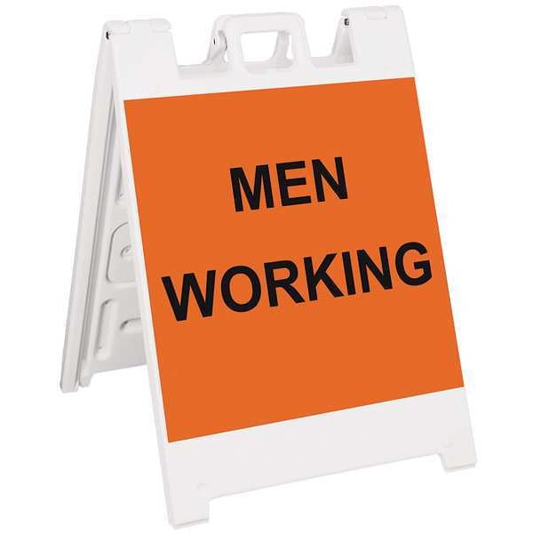 Zoro Select Barricade Sign, Plastic, Engineer, 36 in Height, 3 in Length, 17 lb, White - 136-WLGQ2403-OBEG