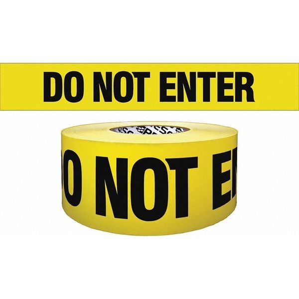 Zoro Select Barricade Tape, Do Not Enter, Yellow, 3 in Wide x 1,000 ft Length, Polyethylene, 4 mil - B3104Y1828-200