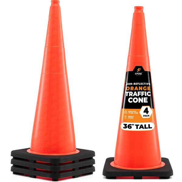 Xpose Safety Traffic Cone, PVC, 36" Height, Orange - OTC36-4-X-S