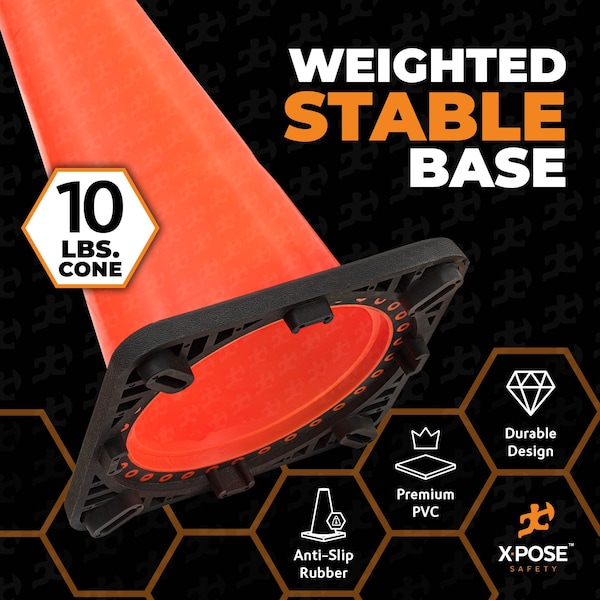 Xpose Safety Traffic Cone, PVC, 36" Height, Orange - OTC36-4-X-S