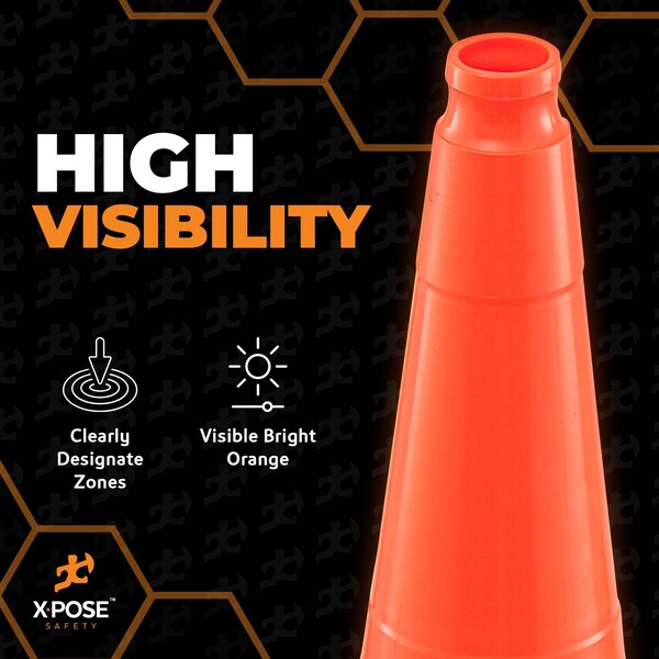 Xpose Safety Traffic Cone, PVC, 36" Height, Orange - OTC36-4-X-S