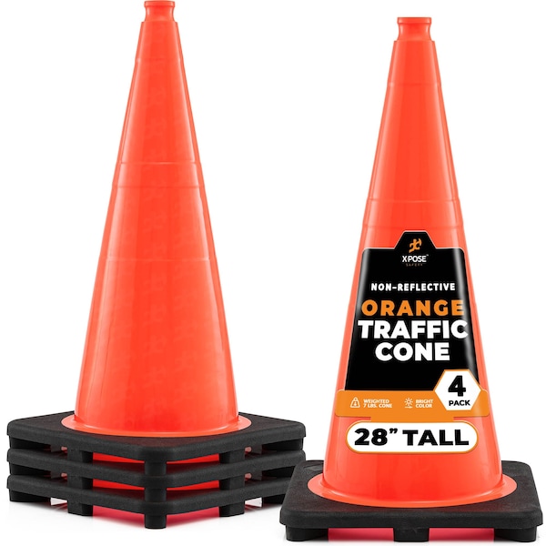Xpose Safety Traffic Cone, PVC, 28" Height, Orange - OTC28-4-X-S