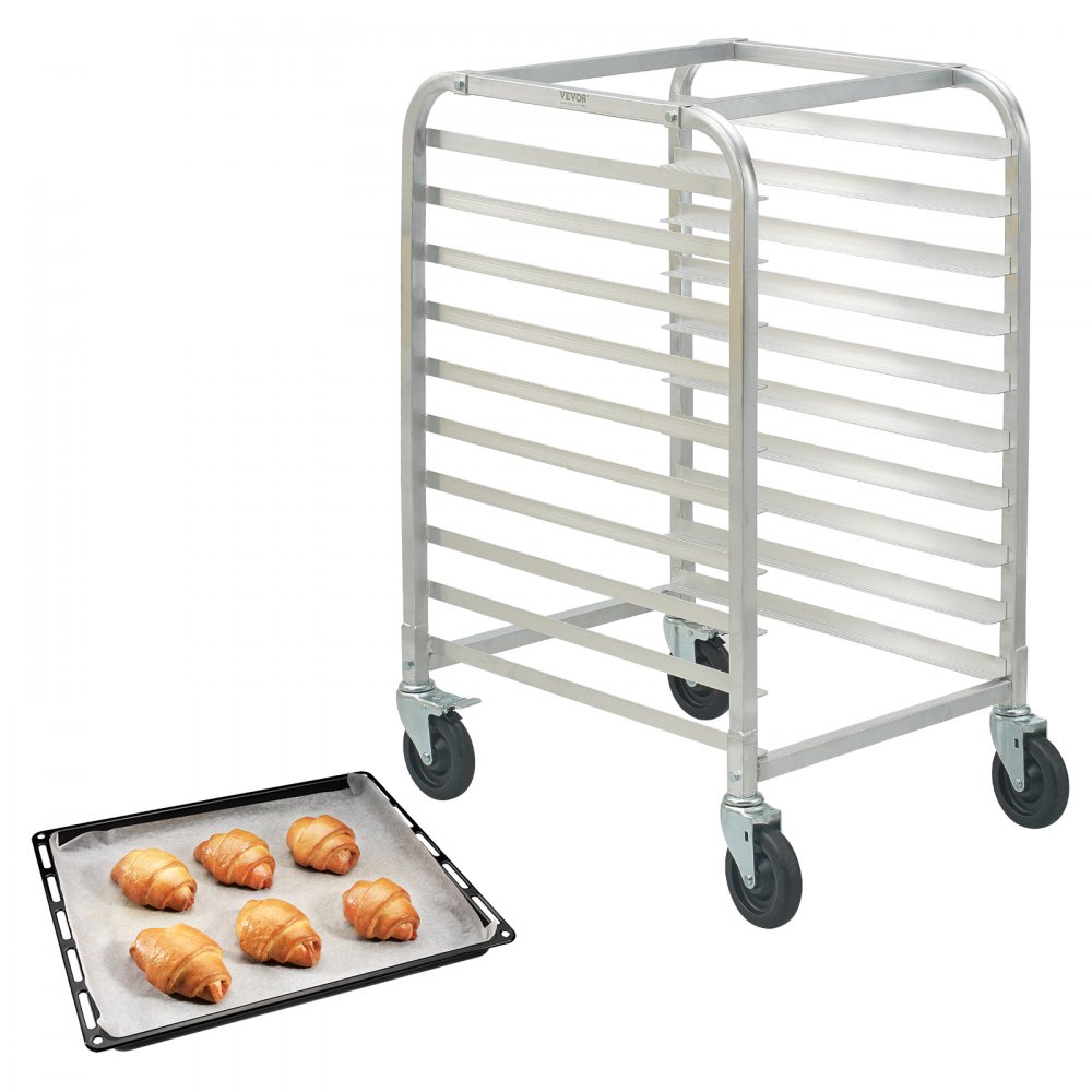 VEVOR Bun Pan Rack, 10-Tier Commercial Bakery Racks with Brake Wheels, Aluminum Racking Trolley Storage for Half & Full Sheet, Speed Rack For Kitchen Home, Bread Baking Equipment, 26"L x 20.3"W x 39"H - MBPJLZCCHC1058T4RV0