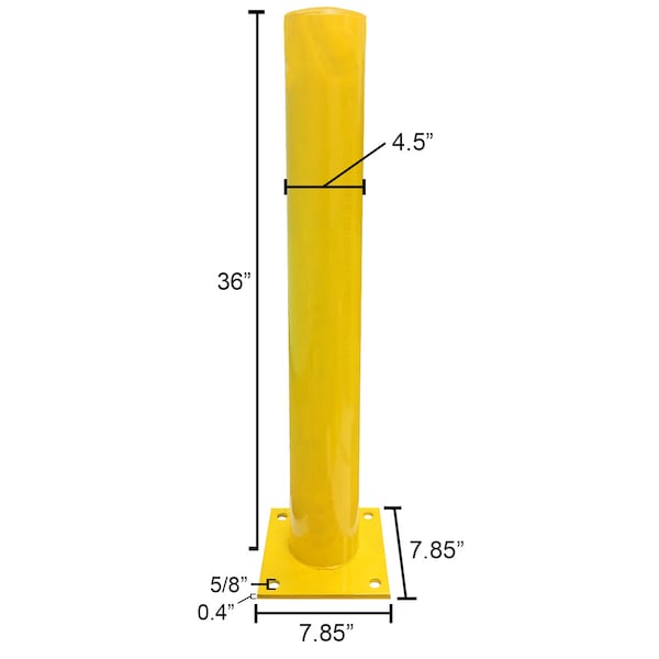 Electriduct ED 3ft Steel Pipe Safety Bollard Post- Yellow - TC-V-BOLLARD-36-YL