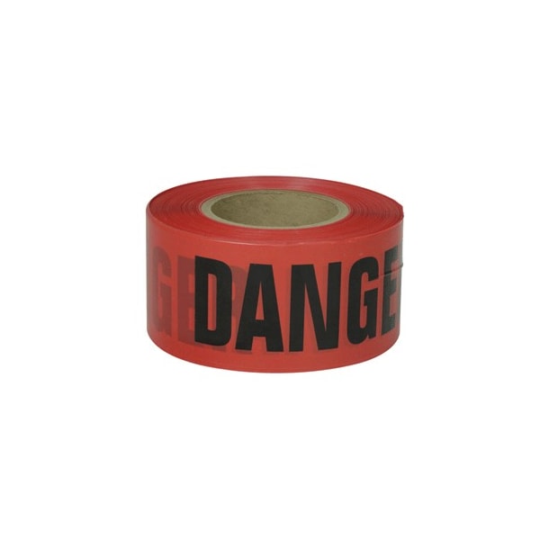 Presco Barricade Tape, Danger, Red, 3"X300', Gauge 2 Mil - B332R21