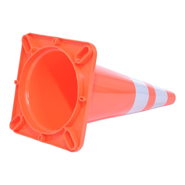 Vestil Standard Duty Traffic Cone, PVC, 27.5 in Height, 14.125 Length, 6, Orange - TC-28-SD-2R