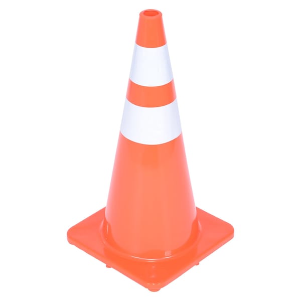 Vestil Standard Duty Traffic Cone, PVC, 27.5 in Height, 14.125 Length, 6, Orange - TC-28-SD-2R