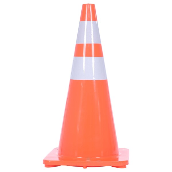 Vestil Standard Duty Traffic Cone, PVC, 27.5 in Height, 14.125 Length, 6, Orange - TC-28-SD-2R