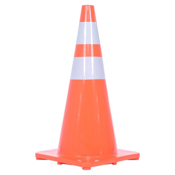 Vestil Standard Duty Traffic Cone, PVC, 27.5 in Height, 14.125 Length, 6, Orange - TC-28-SD-2R