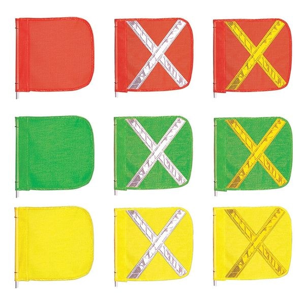 Checkers Warning Whip Flag Reflexite X, Green, Nylon Mesh, Mounting Clip - FS8025-16-G
