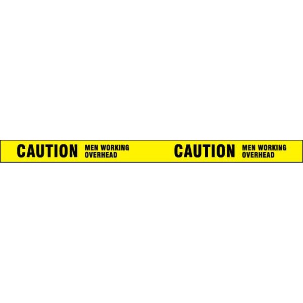 Zoro Select Barricade Tape, Caution Men Working Overhead, Yellow, 3 in Wide x 1,000 ft Length, LDPE, 4 mil - 3 X 1000' 4-MIL