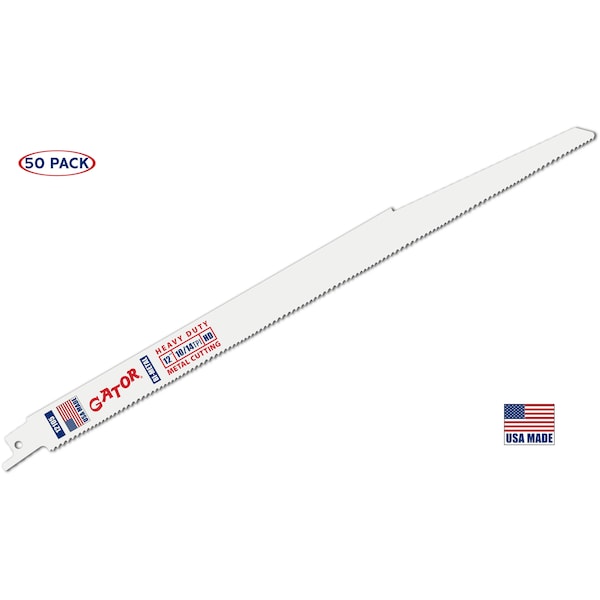 Gator Reciprocating Saw Blade 12 in. x 3/4 in. x 10/14tpi #12105, Heavy Duty Metal/Wood Cutting, 50PK - 12105