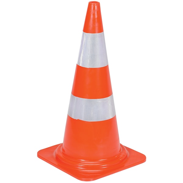 Vestil Heavy Duty Traffic Cone, PVC, 28.125 in Height, 14.75 Length, 10, Orange - TC-28-HD-2R