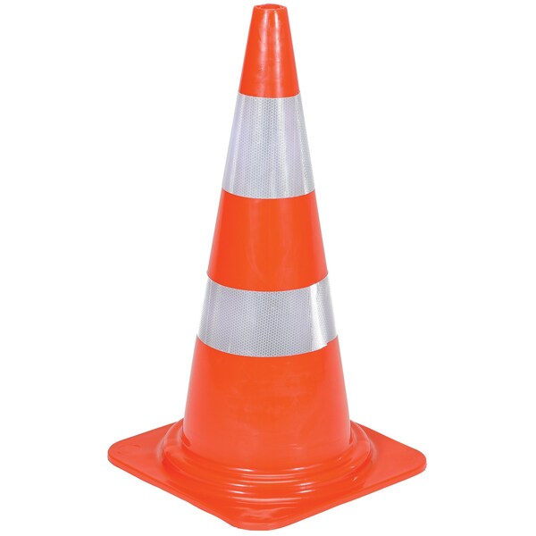 Vestil Heavy Duty Traffic Cone, PVC, 28.125 in Height, 14.75 Length, 10, Orange - TC-28-HD-2R