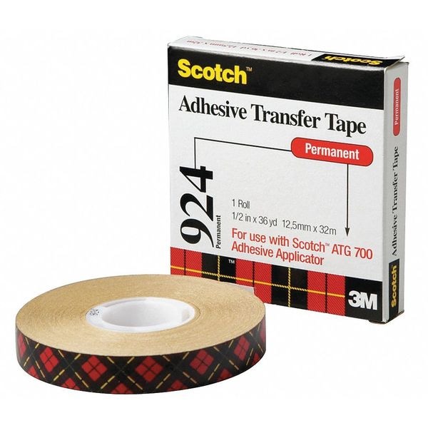 3M Transfer Tape, 36 yd. Tape L, Clear, PK12 - 924