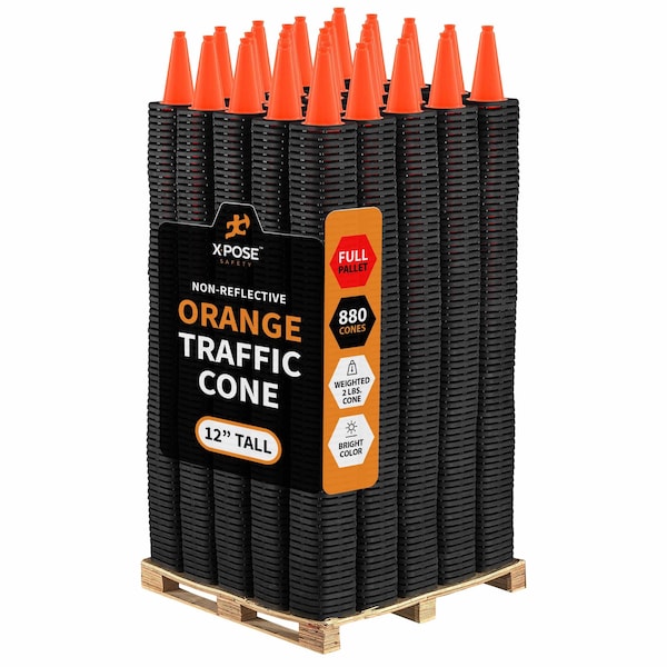 Xpose Safety Traffic Safety Cone, PVC, 12 in Height, 9 in Length, Orange - OTC12-FP880-X