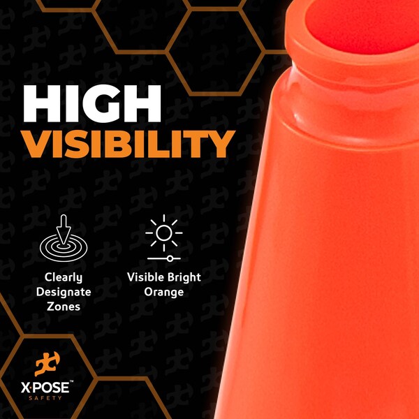 Xpose Safety Traffic Safety Cone, PVC, 12 in Height, 9 in Length, Orange - OTC12-FP880-X