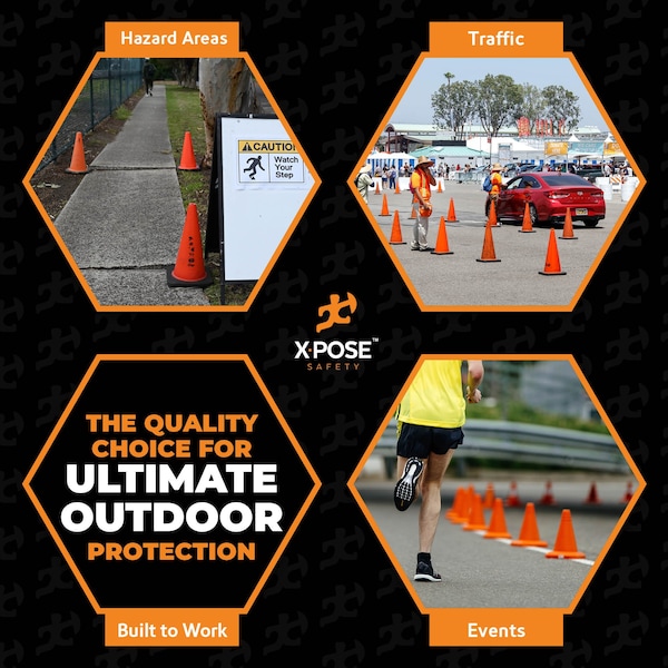 Xpose Safety Traffic Safety Cone, PVC, 12 in Height, 9 in Length, Orange - OTC12-FP880-X