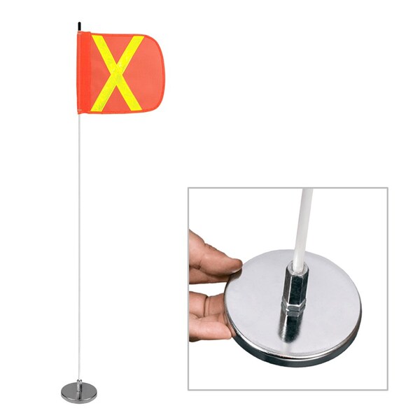 Safetywhips Warning Whip Light Duty Whip with Flag, White Whip, Orange Flag, Yellow Reflective X, 60 Length - LWM05-SXY