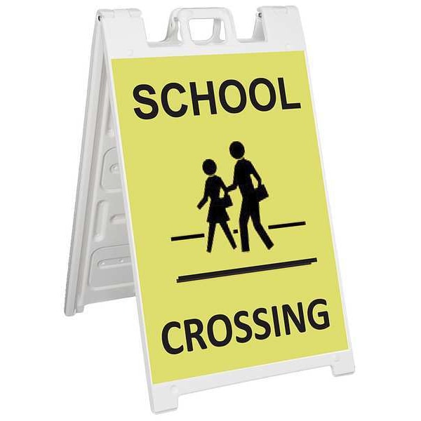 Zoro Select Barricade Sign, Plastic, Diamond, 45 in Height, 3 in Length, 18 lb, White - 130-WLGQ3622-YGDG