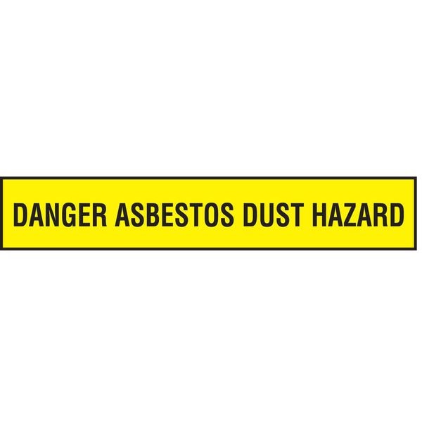 Zoro Select Barricade Tape, Danger Asbestos Dust Hazard, Yellow, 3 in Wide x 200 ft Length, Polyethylene, 3 mil - 91255