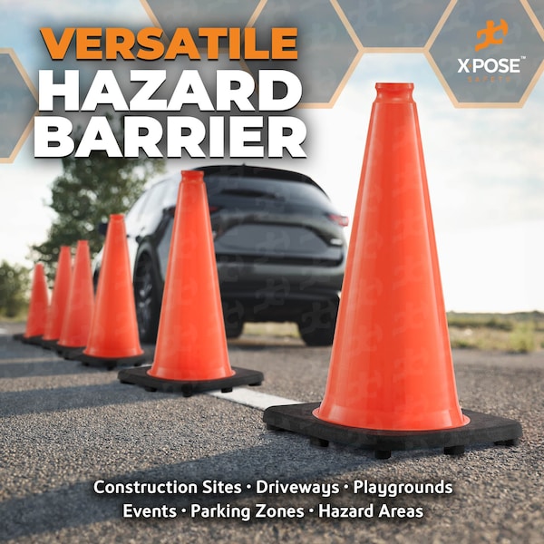 Xpose Safety Traffic Safety Cone, PVC, 12 in Height, 11 in Length, Orange - OTC18-12-X-S