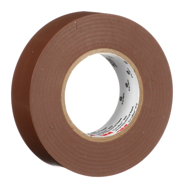 3M Vinyl Electrical Tape, 165 Temflex, 3/4 in W x 60 ft L, 6 mil Thick, Brown, 1 Pk - 165BR4A