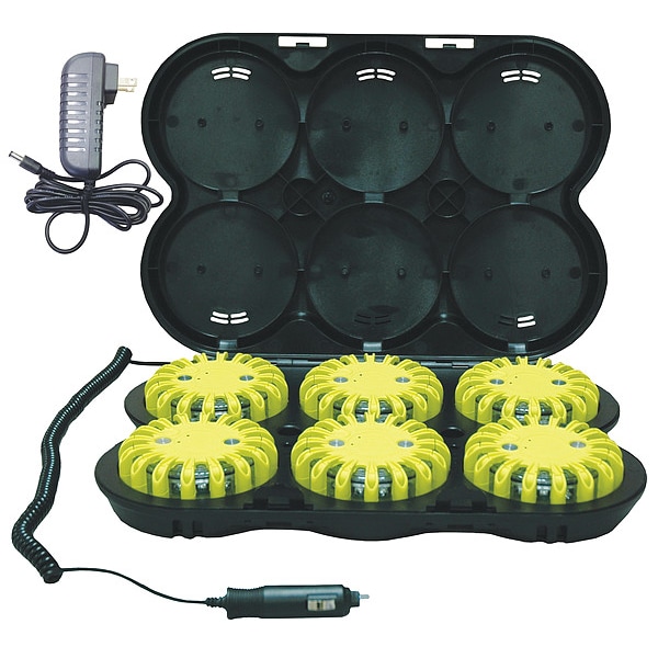 Powerflare LED Road Flare Kit, Amber (LED), Yellow (Shell), 4 in Length - PF6P-210R-A-Y