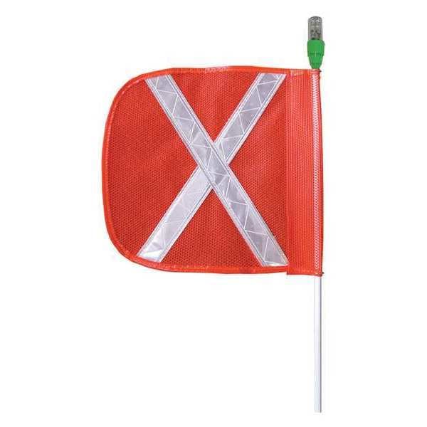 Checkers Warning Whip with Reflective X Flag, White Whip, Orange Flag - FS5XL-O