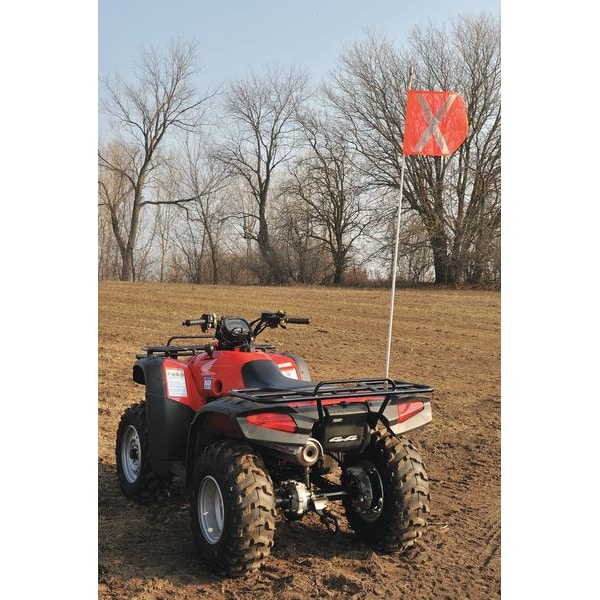 Checkers Warning Whip with Reflective X Flag, White Whip, Orange Flag - FS5XL-O
