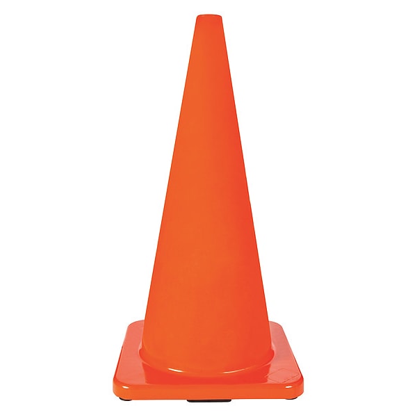 Zoro Select Traffic Cone, PVC, Non-Reflective, 28 in Height, 10 lb, Orange - 6TVF1