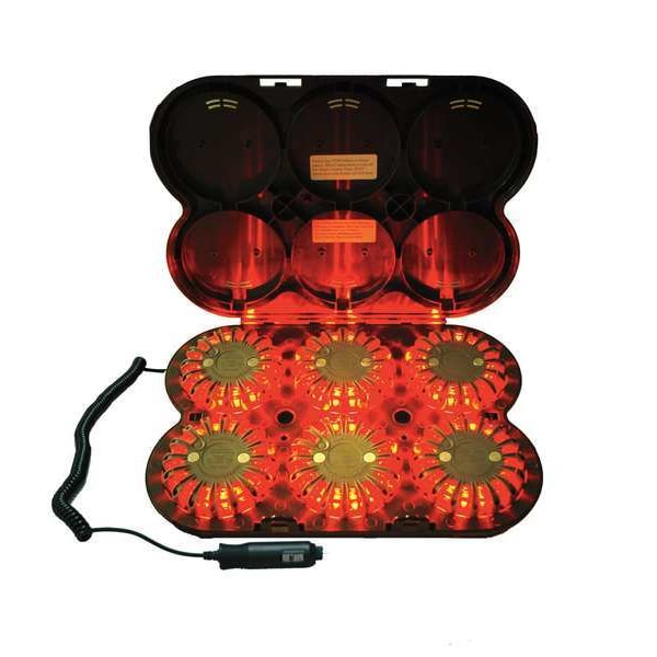 Powerflare LED Road Flare Kit, Red (LED), Yellow (Shell), 4 in Length - PF6P-210R-R-Y