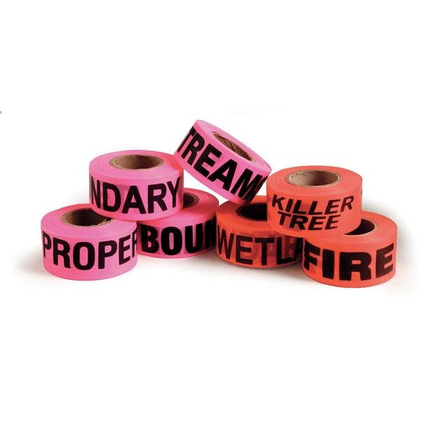 Zoro Select Flagging Tape, Streamside Management Zone, Fluorescent Pink, 1 1/2 in Wide x 150 ft Length, Vinyl - CUPGBK99-200