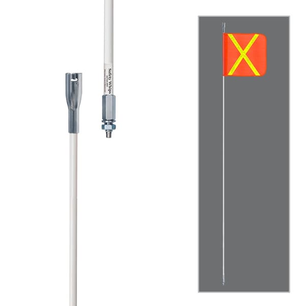 Safetywhips Warning Whip Heavy Duty Whip with Flag, White Whip, Orange Flag, Yellow Reflective X, 96 Length - W08-X