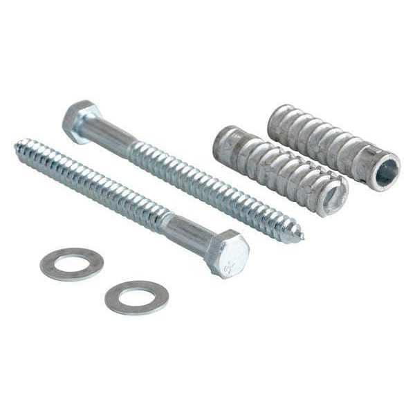Zoro Select Concrete Mounting Kit, Steel, 6-3/8" Height, 3/4" Length, Silver - CS-33-KIT-2