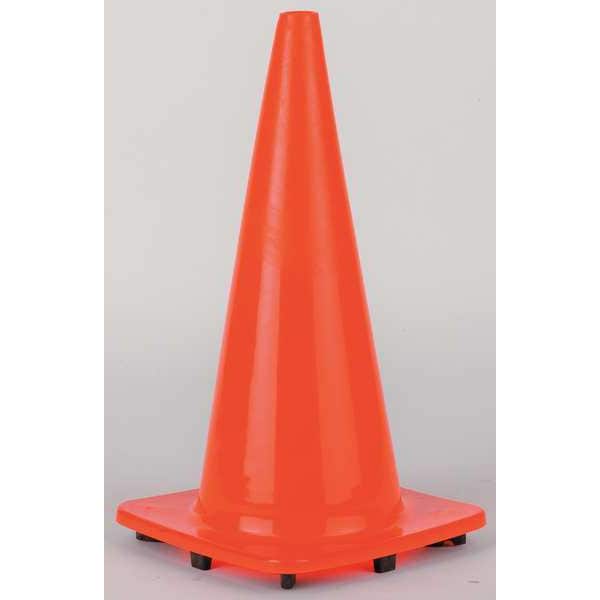 Zoro Select Traffic Cone, PVC, Non-Reflective, 28 in Height, 7 lb, Orange - 6FGZ8